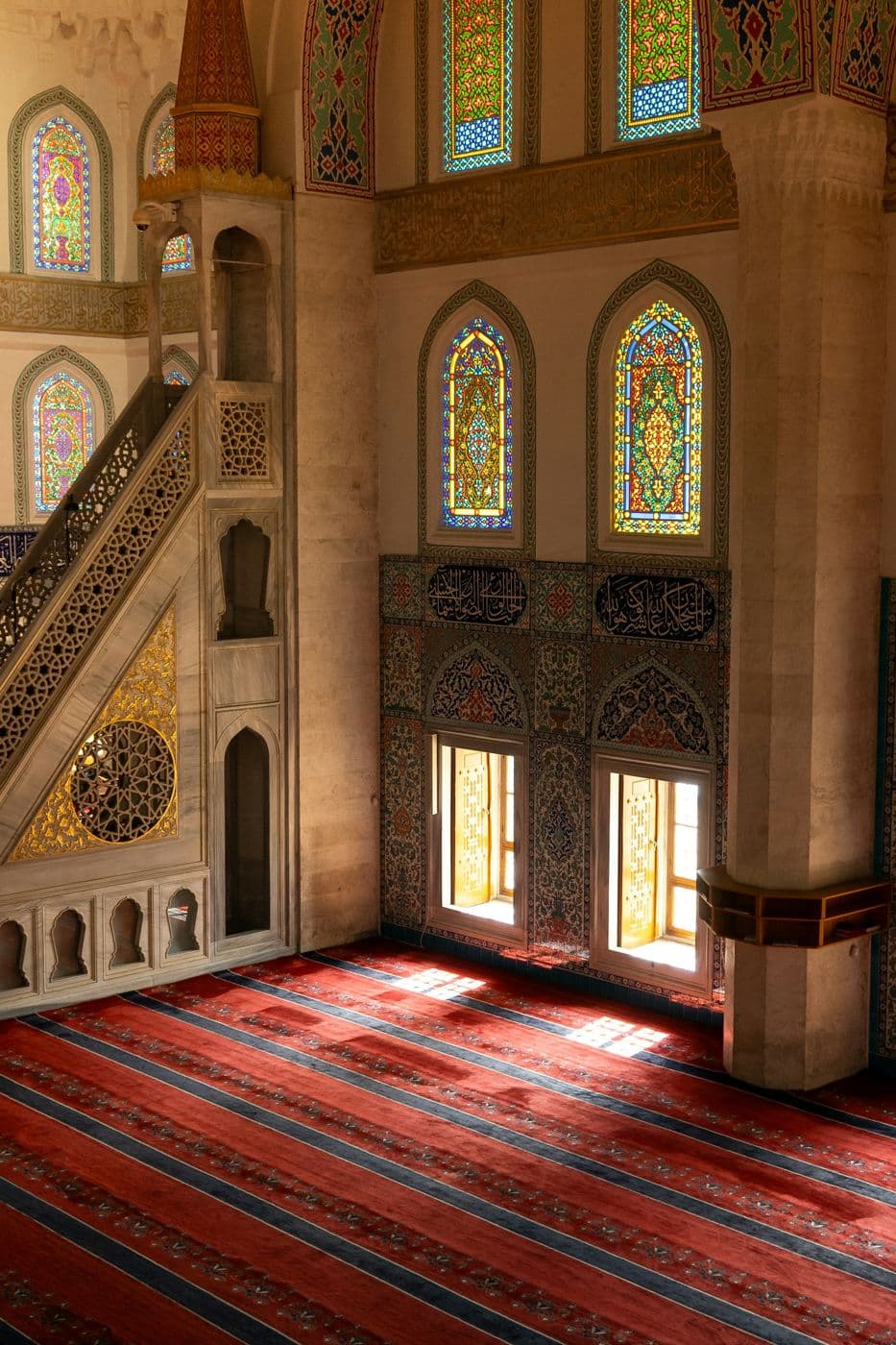 Sunlight streaming into a mosque
