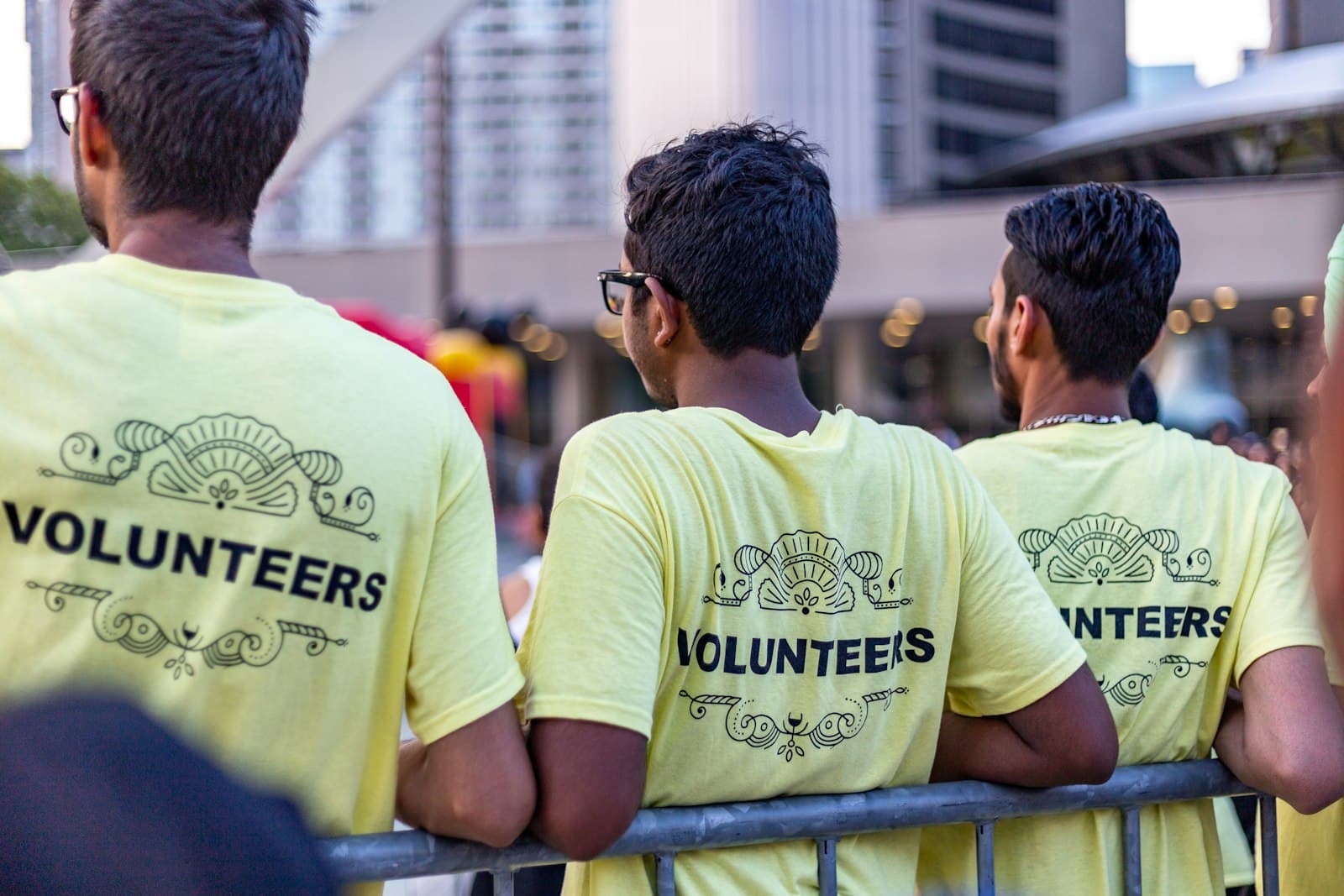 Young volunteers in matching volunteer shirts